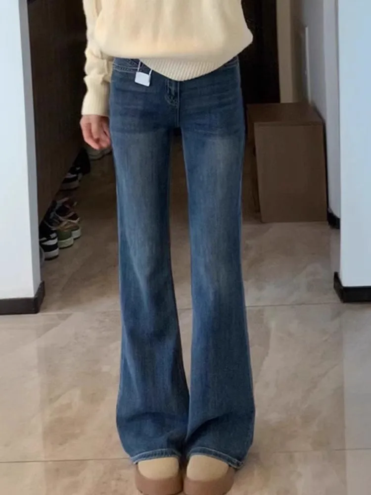 

Темно-синие джинсы Bell Bot, женские эластичные джинсовые брюки с высокой талией, утягивающие брюки грушевого типа, новинка осени, большие размеры