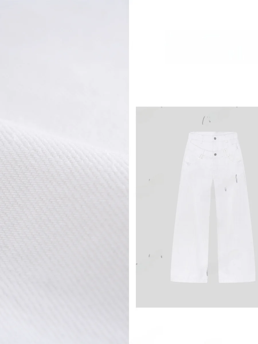 

Spring Pure Cotton Wide Leg Jeans High Waist Loose Fit Ladies Jeans Bend Knife Double Waist Head Private Clothes Pants