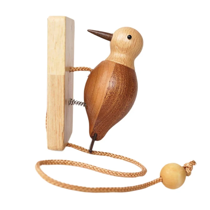 

2026 New Wooden Woodpecker Creative Housewarming Gift Wooden Retro Door Knocker Pendant Doorbell