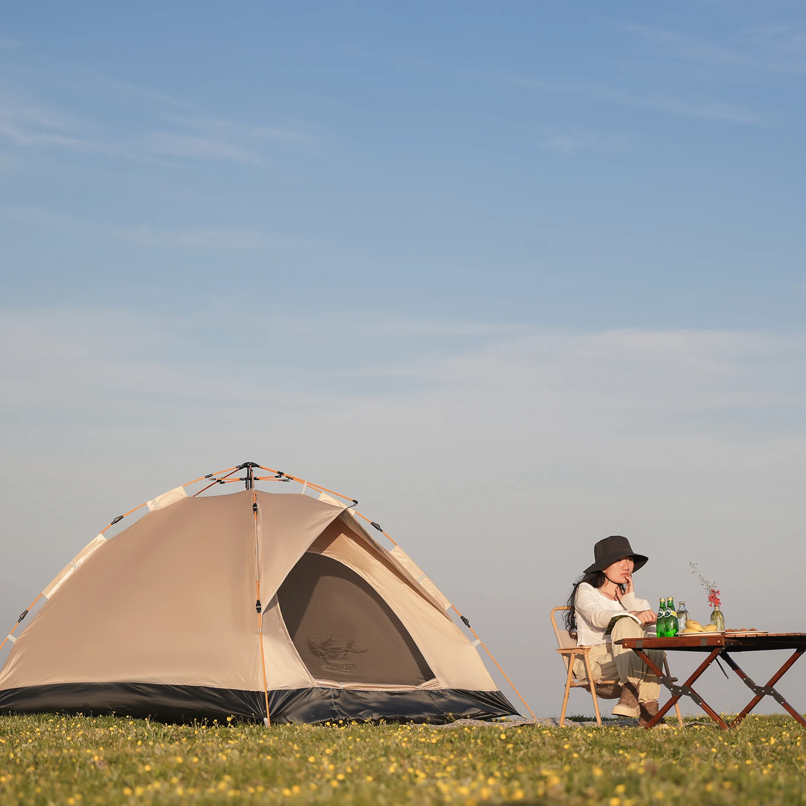 Tragbares Campingzelt, selbstfahrende Reise-Sofortzelte für Outdoor-Camping, Notfallzelt, 4-Personen-wasserdichtes Familienzelt – Detail 11