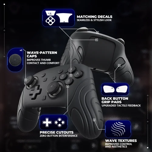 Imagen 1 del producto PlayVital Samurai Funda de silicona para controlador Switch 2 Pro – Piel protectora con tapas de botón trasero, empuñaduras y pegatinas para pulgar