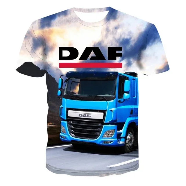 2024 Summer Fashion Large Round Neck 3d Printed Three-dimensional Heavy Truck T-shirt Harajuku Men's Casual Short-sleeved T-shir