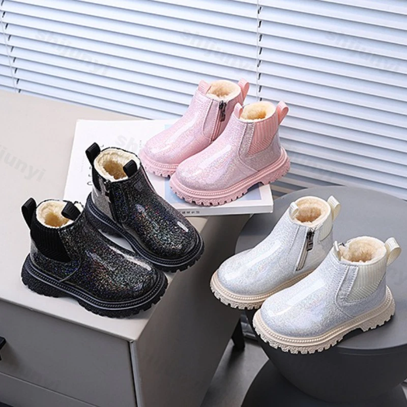 أحذية الفتيات الموضة الدافئة المخملية عالية الجودة أحذية الثلوج 2025 الشتاء للأطفال متعددة الاستخدامات مريحة أفخم عدم الانزلاق منصة الأحذية القطنية #2