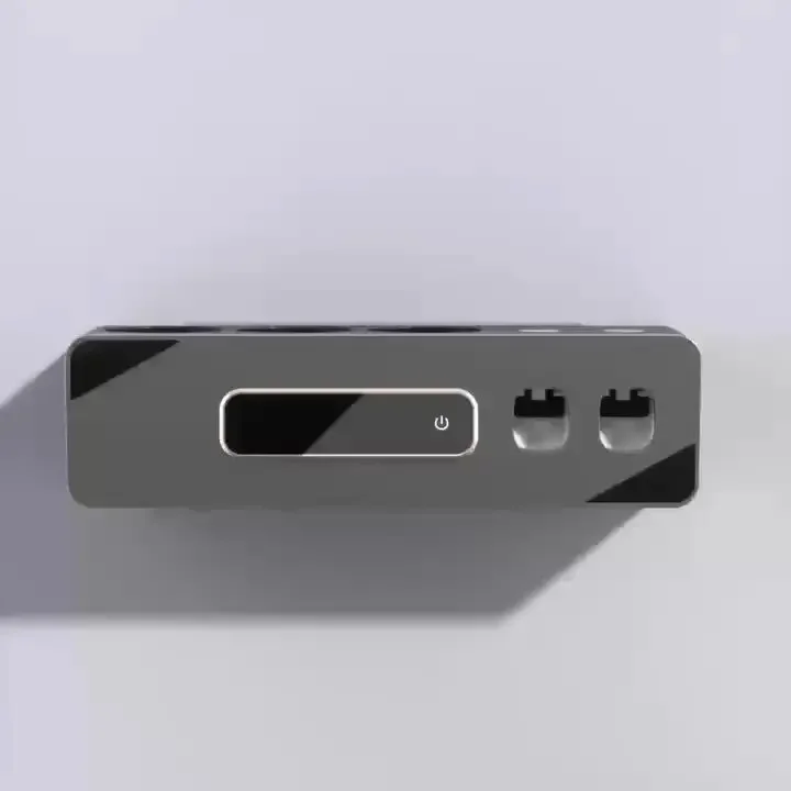 UV 살균 칫솔 홀더, 자동 치약 디스펜서가 있는 스마트 벽걸이형 칫솔 정리함, USB 충전, 리튬 썸네일 6
