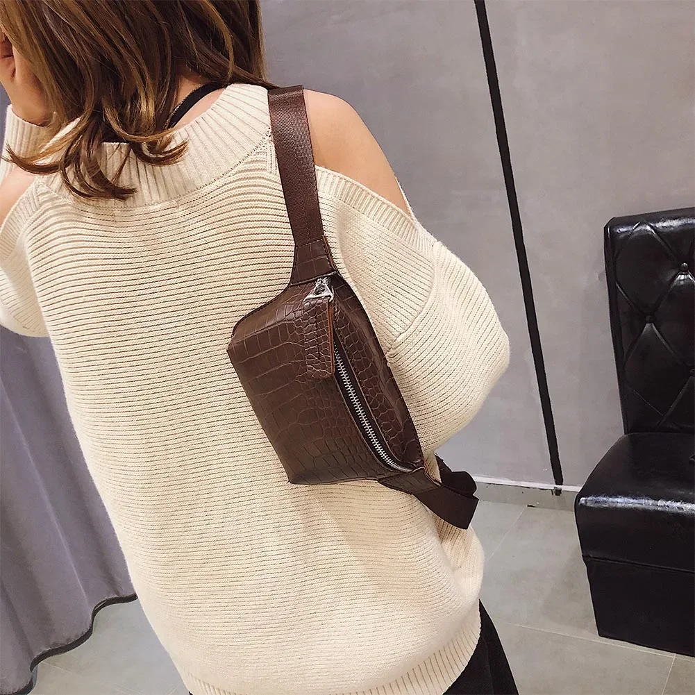 Retro Waist Bags PU Leather Pack Shoulder Bag Ladies Alligator Pattern Waist Pack Women Belt Multifunctional Chest Bag 크로스백