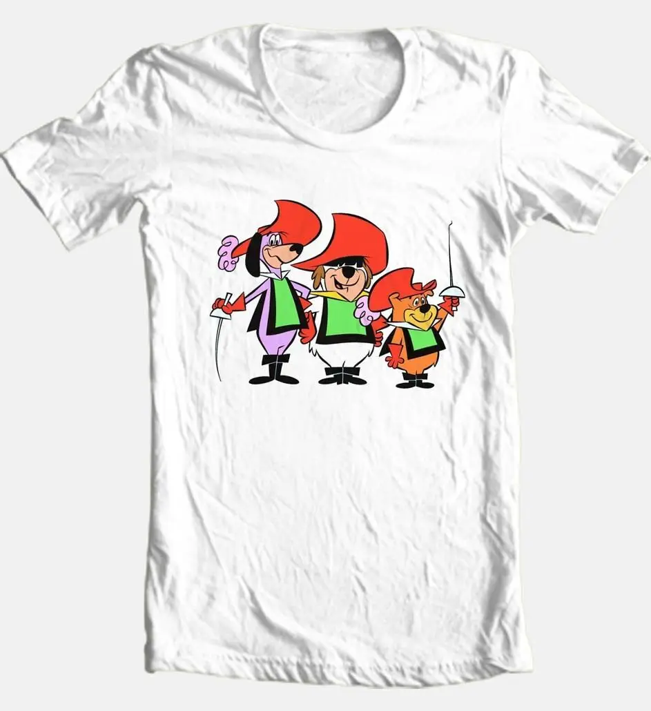 Three Musketeers T shirt retro cartoon design adult regular fit cotton white tee