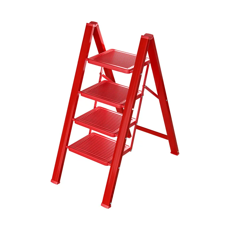 Household Gift Red Ladder New Home Ladder Multifunctional Folding Telescopic Ladder Herringbone