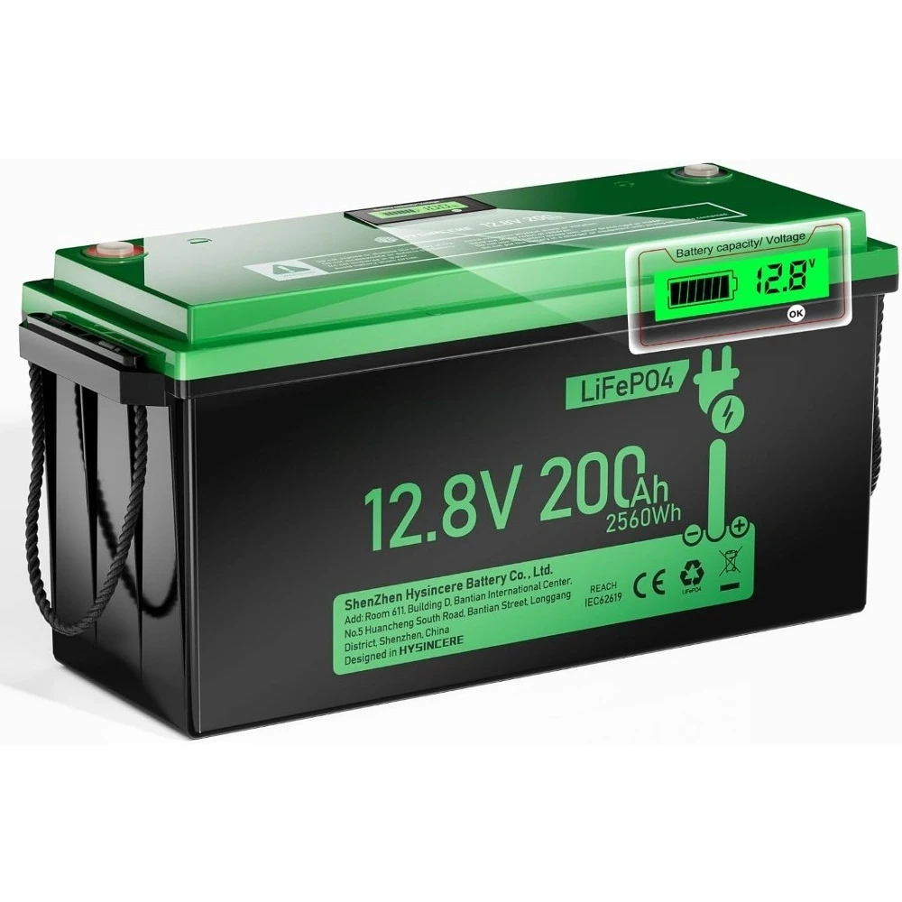 

12V 200Ah LiFePO4 Lithium Battery with 2560Wh Energy, Built-in 200A BMS, Discharge Current (3S) up to 400A, 10 Years Lifetime