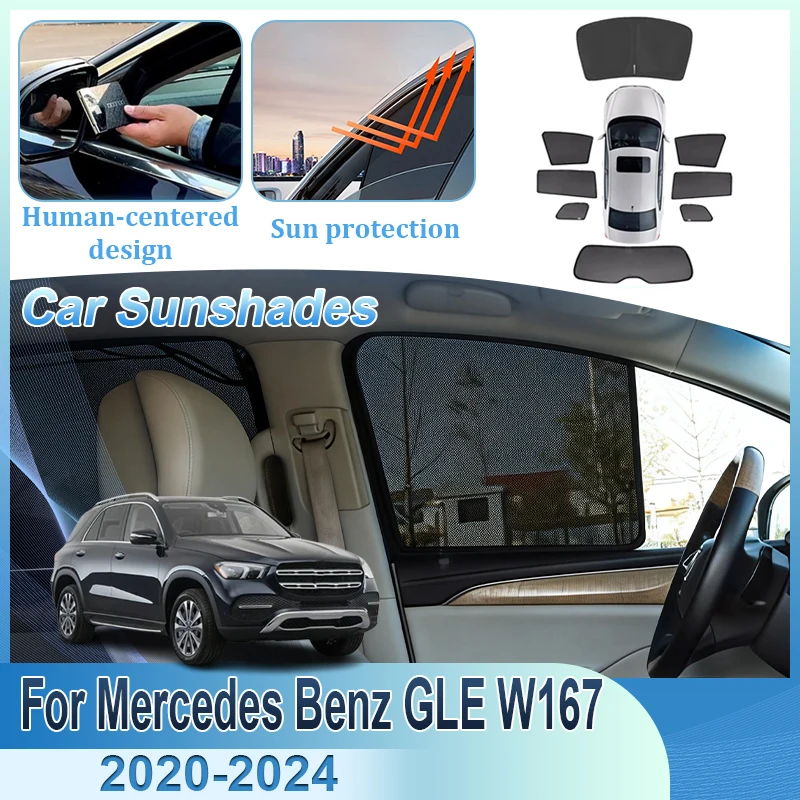 

Сетчатая солнцезащитная сетка для автомобиля Mercedes Benz GLE W167 2020 2021 2022 2023 2024 MK4, теплоизоляционная сетка, защита от ультрафиолета, автомобильные аксессуары