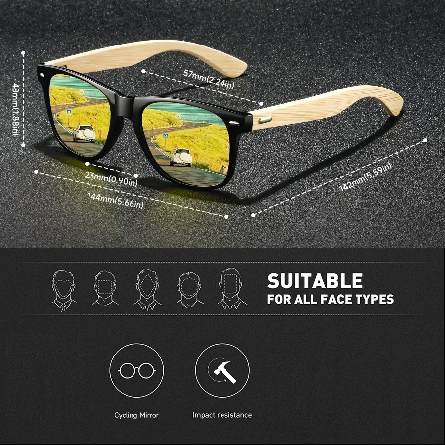 Modische Klassische Eckige Sonnenbrille für Männer und Frauen, zum Fahren und Angeln, Farbenfrohe Trendige Leichte Outdoor-Brille – Detail 12