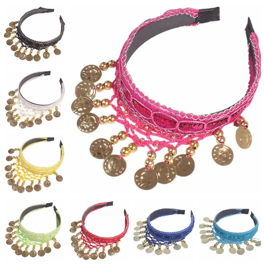 

Creative Ethnic Style Sequin Head Chain Bohemian Bead Belly Dance Hairband Jewelry Indian Dance Head Hoop Women