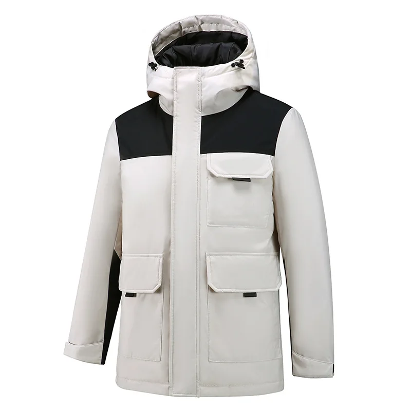 

Новый мужской пуховик 2025 года, теплая уличная рабочая одежда с большими карманами, повседневный модный мужской пуховик