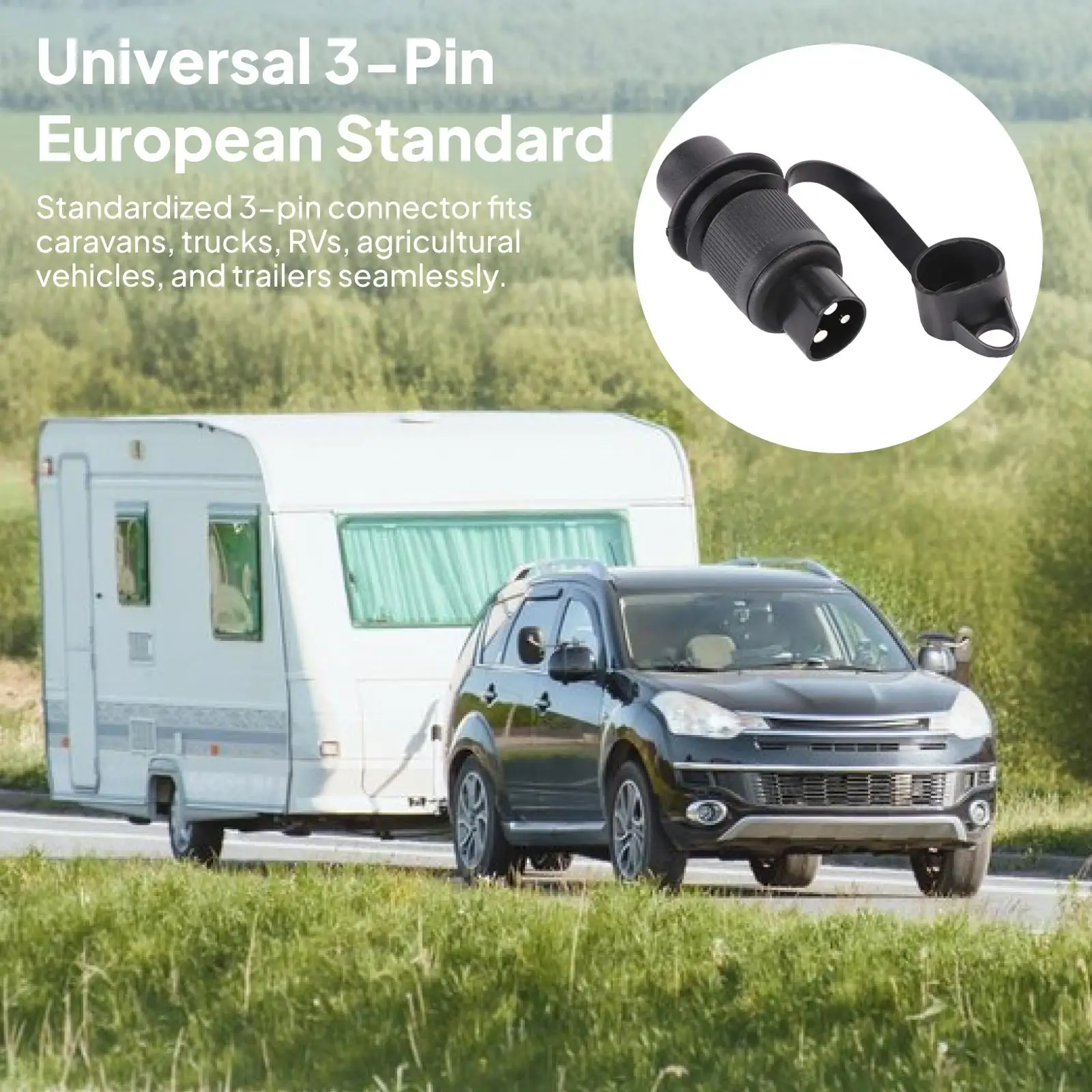 3 Pin Trailer Plug Socket 12V Towing Connector with Rubber Gasket for Caravan Truck RV Boat Trailer Direct Replacement