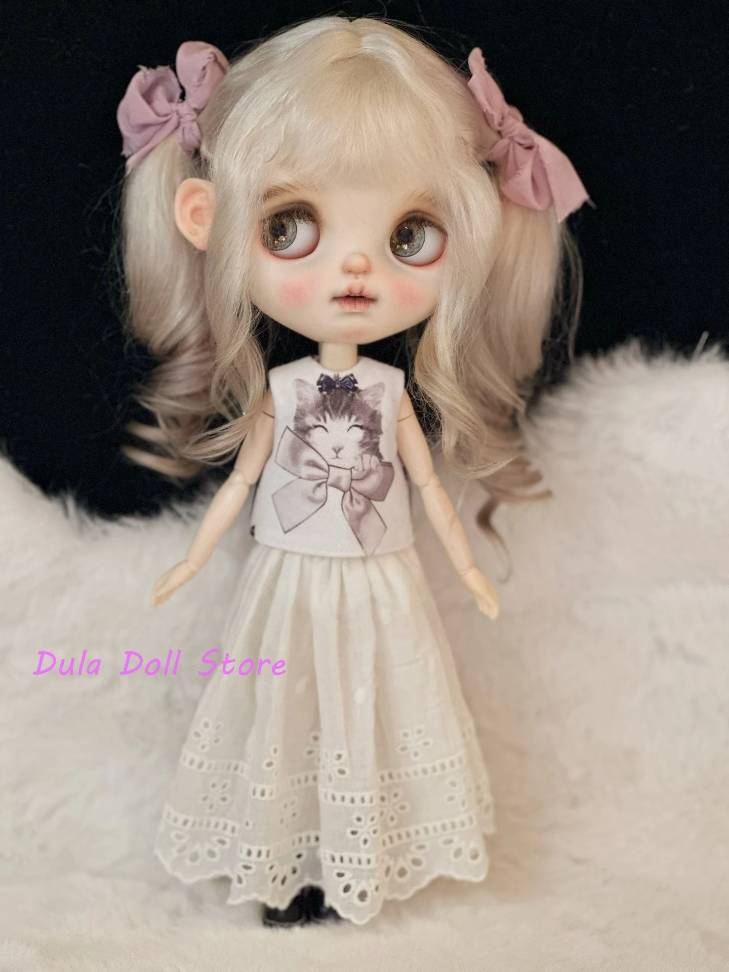 Dula Doll Clothes Dress Cute kitten dress Blythe ob24 ob22 Azone Licca ICY JerryB 1/6 Bjd Doll Accessories