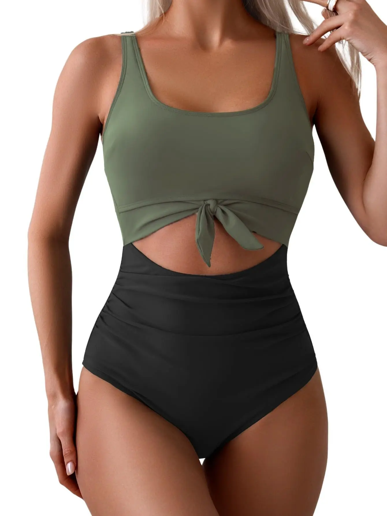 

Women's One-Piece Swimsuit Summer Swimwear Connected Swimsuit, Solid Color With Patchwork Sexy Hollow-Out Multi-Color Bikini