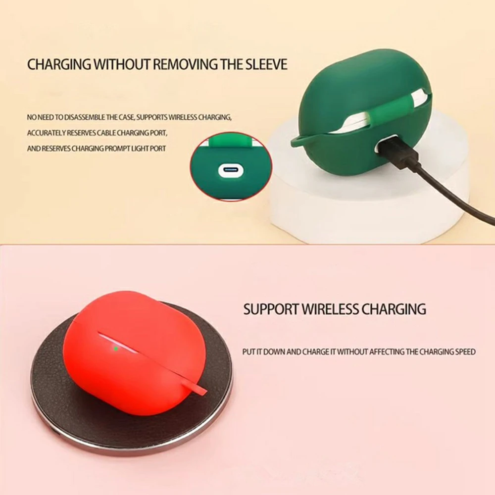 حافظة سماعات الأذن SoundPEATS UU المتوافقة مع البلوتوث مع غطاء حماية من السيليكون بإبزيم مضاد للفقدان - أخضر مسود