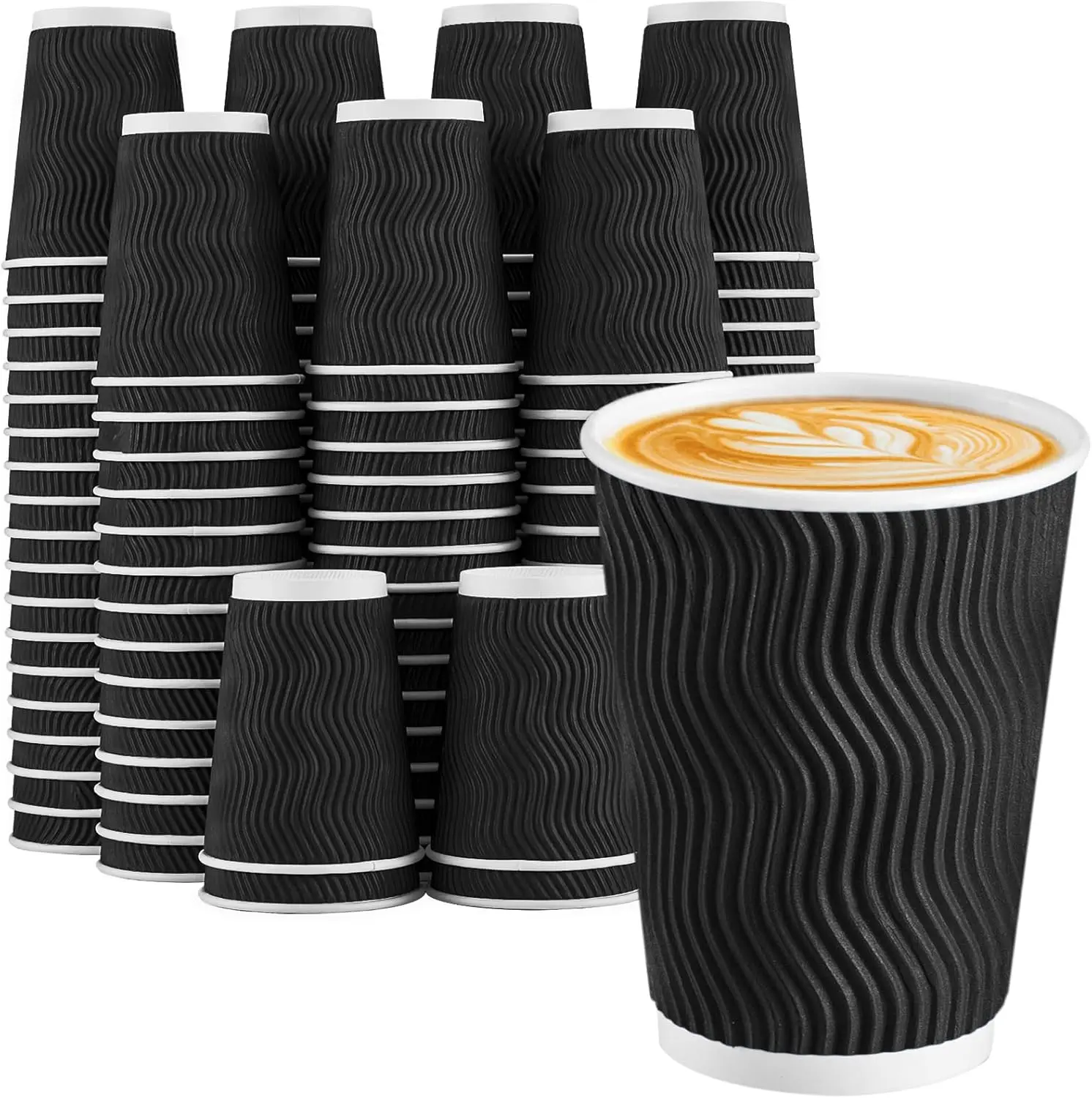 

Disposable Coffee Cups 12 oz 100 Pack, Paper Coffee Cups 12 oz for Hot Drinks or Cold Beverages, Insulated Corrugated Ri