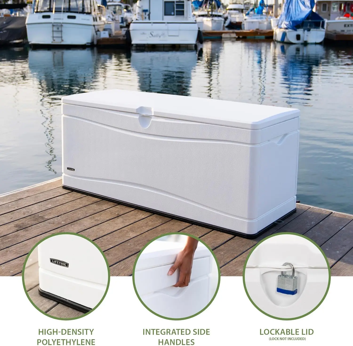 60348 Marine Dock, 130 Gallon Deck Box, Arctic White