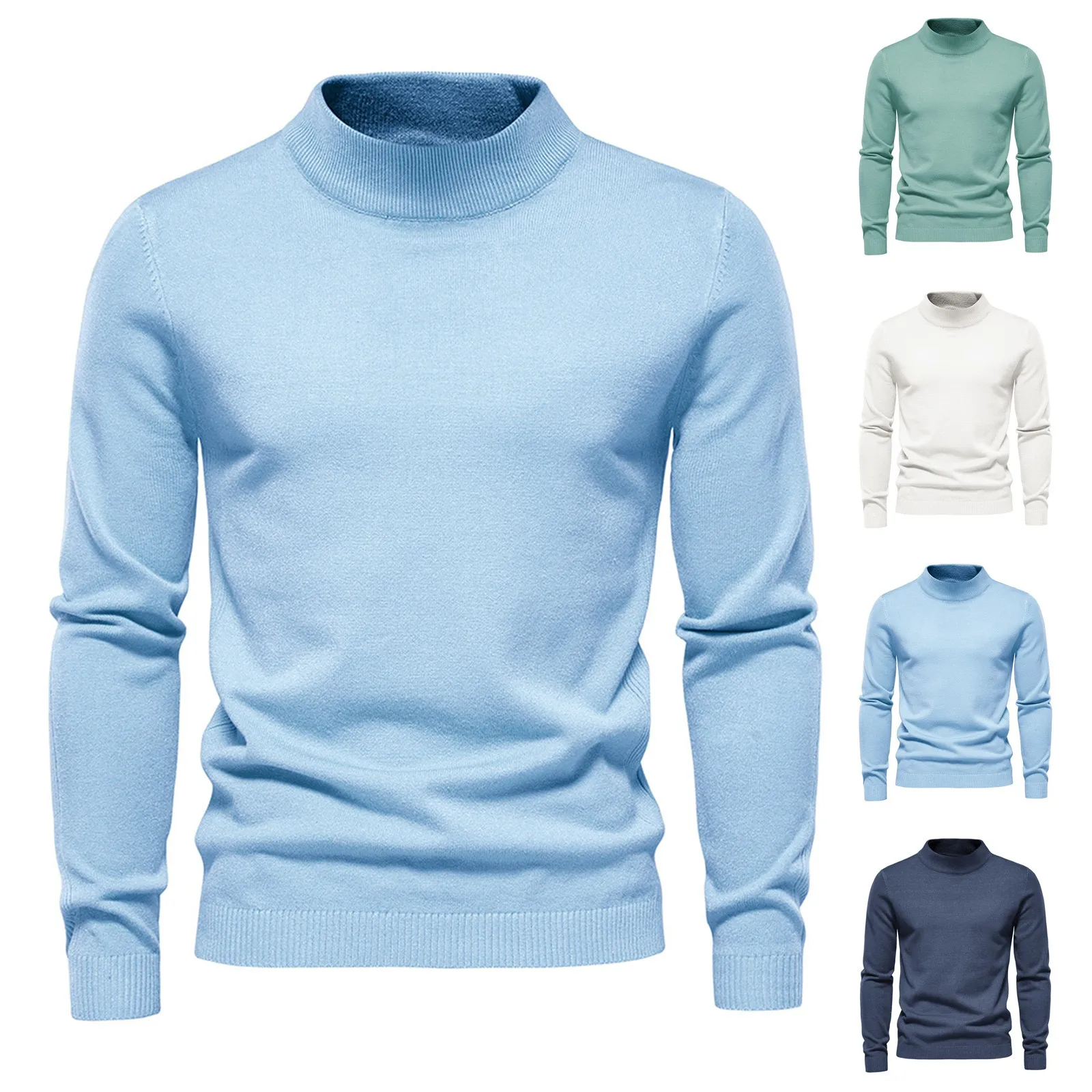 Nowe zimowe grube męskie swetry z golfem Casual Turtle Neck Solid Color Quality Warm Slim Swetry z golfem Pullover Men