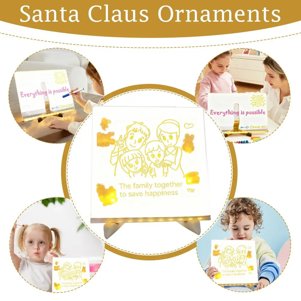 Leuchtendes Acryl-Nachrichtenbrett, wiederbeschreibbar, zum Selbermachen, leuchtendes Zeichenbrett für Kinder, Nachrichtenlampe mit 7 bunten Stiften