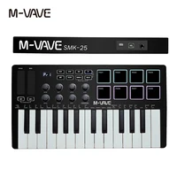M-VAVE Controlador de teclado MIDI USB portátil MIDI de 25 teclas con 8 almohadillas de batería retroiluminadas 8 perillas 8 instrumentos de teclado musical RGB