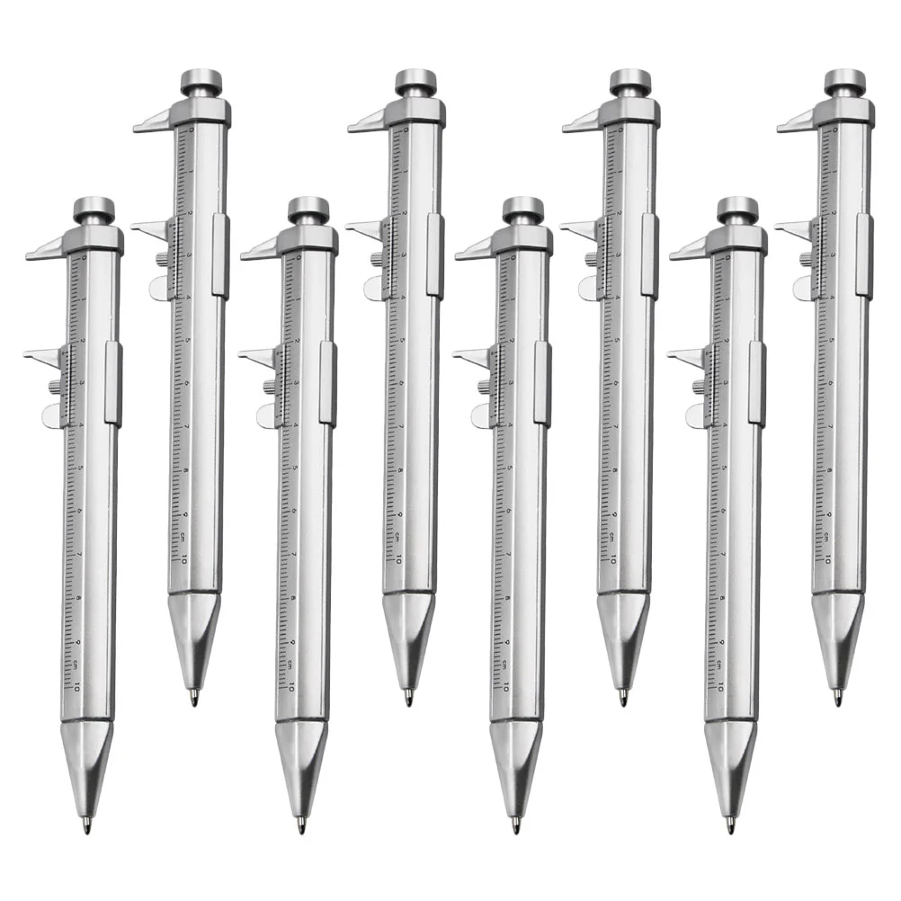 8 Pcs Caliper Ballpoint Pen Vernier Ball-point Plastic Office Supply Scale Pens Students Stationery Ruler Multi-use