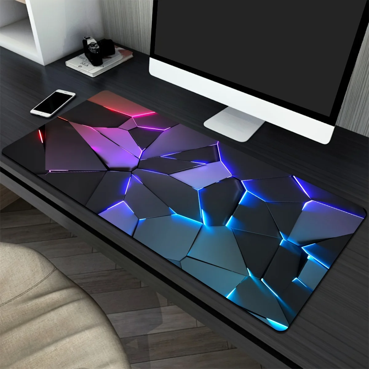 

1 piece durable gaming mouse pad with stylish geometric design - waterproof, non-slip, washable keyboard table mat