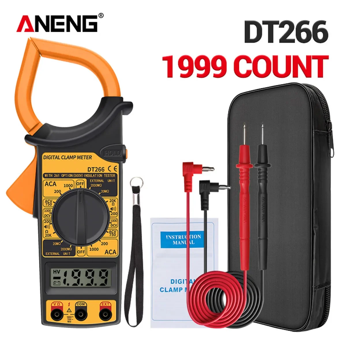 ANENG DT266 pinzas electrica amperimetricas profesionales ac/dc metro herramientas electricista profesional multimetro digital tester comprobador