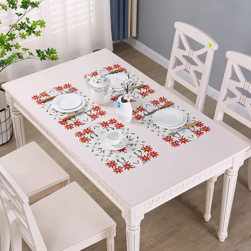 28x43CM 6/4/2/1PCS New Printed Tablecloths Party Picnic Tablecloth Table Decoration Supplie Christmas Embroidered Runners Linens