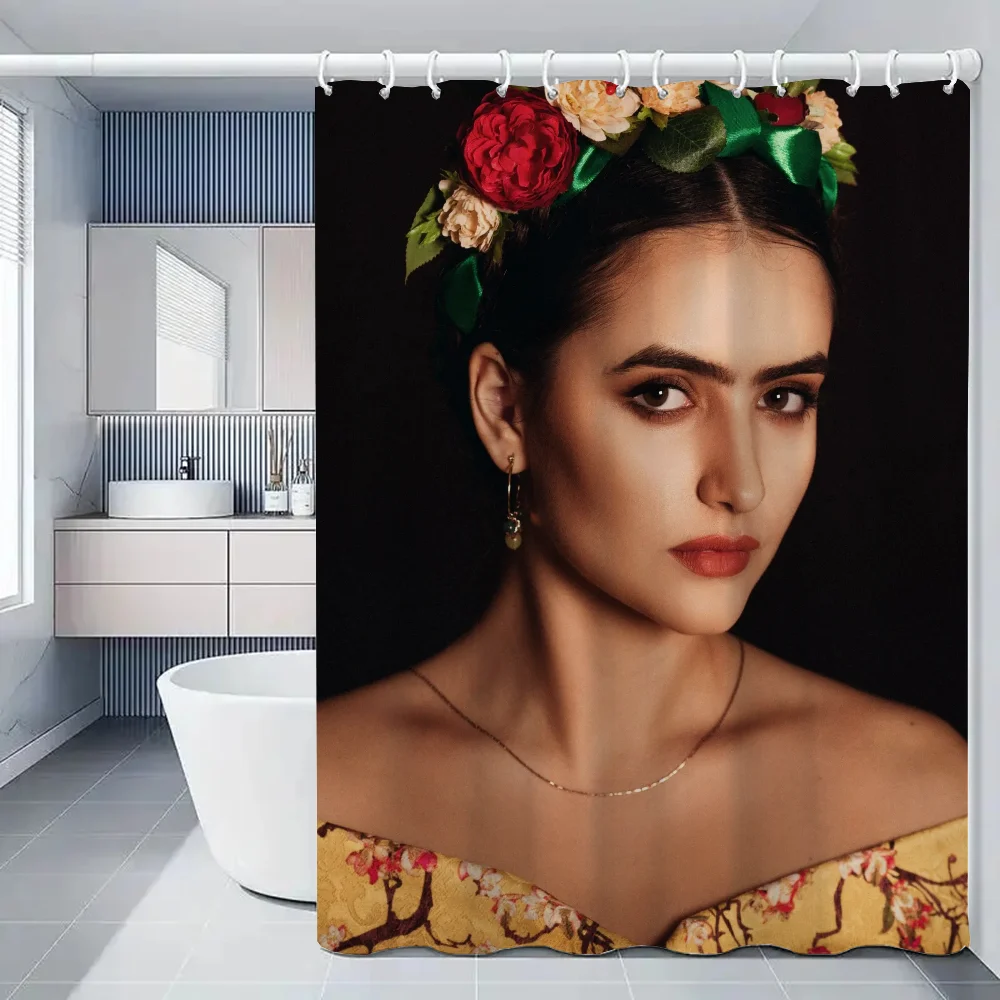 Anti-mold Waterproof Shower Curtain for Bathroom F-kahlo Curtains Accessories Bath Fabric Sets Full Set the Opaque Items Cloth