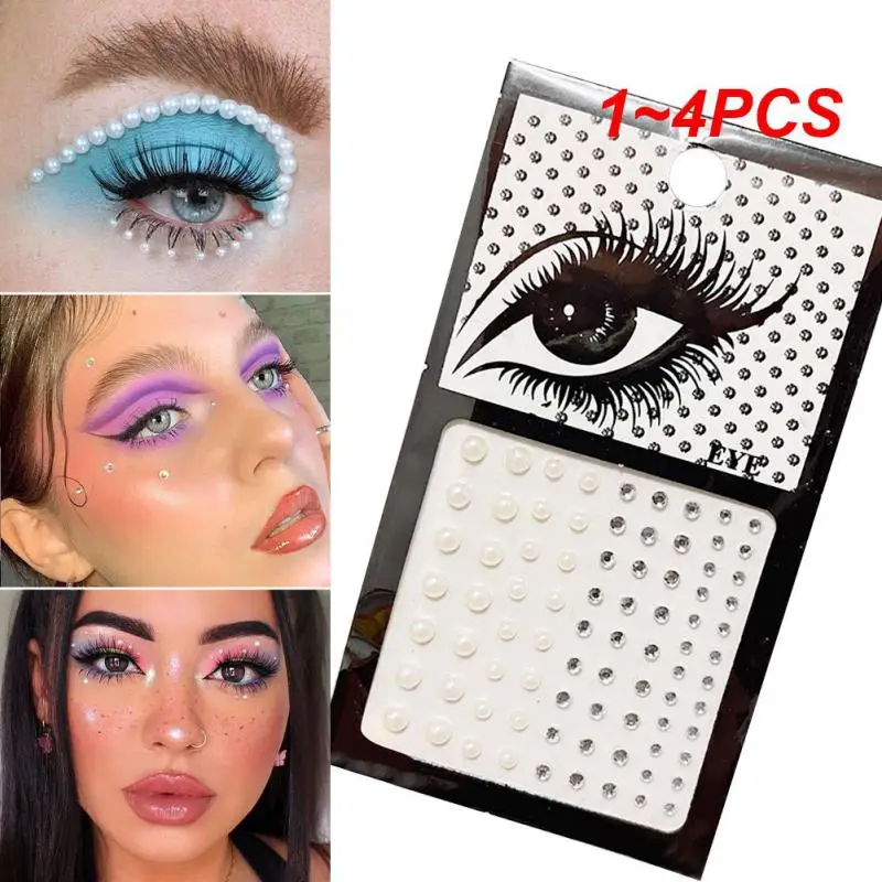 Sombra de ojos versátil con efecto de cristal, Tutorial de Maquillaje, párpados brillantes, pegatina de diamantes de imitación, 1-4 piezas