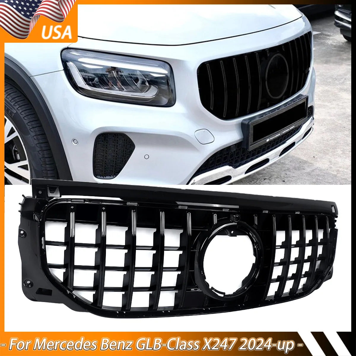 

Gloss Black Grill For Mercedes Benz X247 Front Bumper Grille GLB-Class GLB200 GLB250 2024-2025 front grill grid