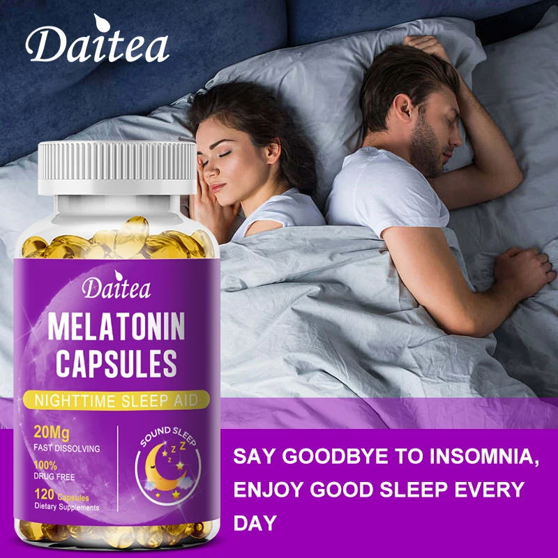 Melatonin 20mg Anti Stress Tools Sleeping Capsules Melatonin to Sleep Stay Asleep Longer For Adult Beauty Health