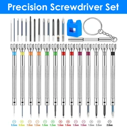 Precision Screwdriver Set High Hardness Steel 0.6-2.0mm Micro Flat Tip Phillips Screwdriver for Watch Glasses Electronic Repair