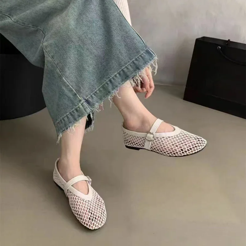 Women\'s Pointed Toe Flat Shoes Solid Color Knitted Slip on Shoes Casual Breathable Ballet Flats Women Flat Shoes Loafers Women