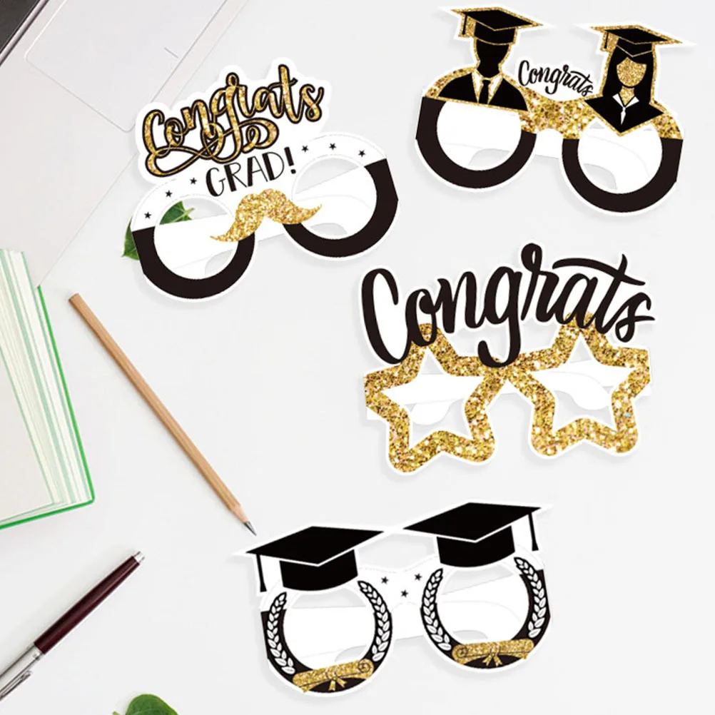 

8Pcs Graduation Photo Props Paper Glasses 2024 Graduation Party Eye-Catching Accessories Funny Party Supplies Grad Glasses