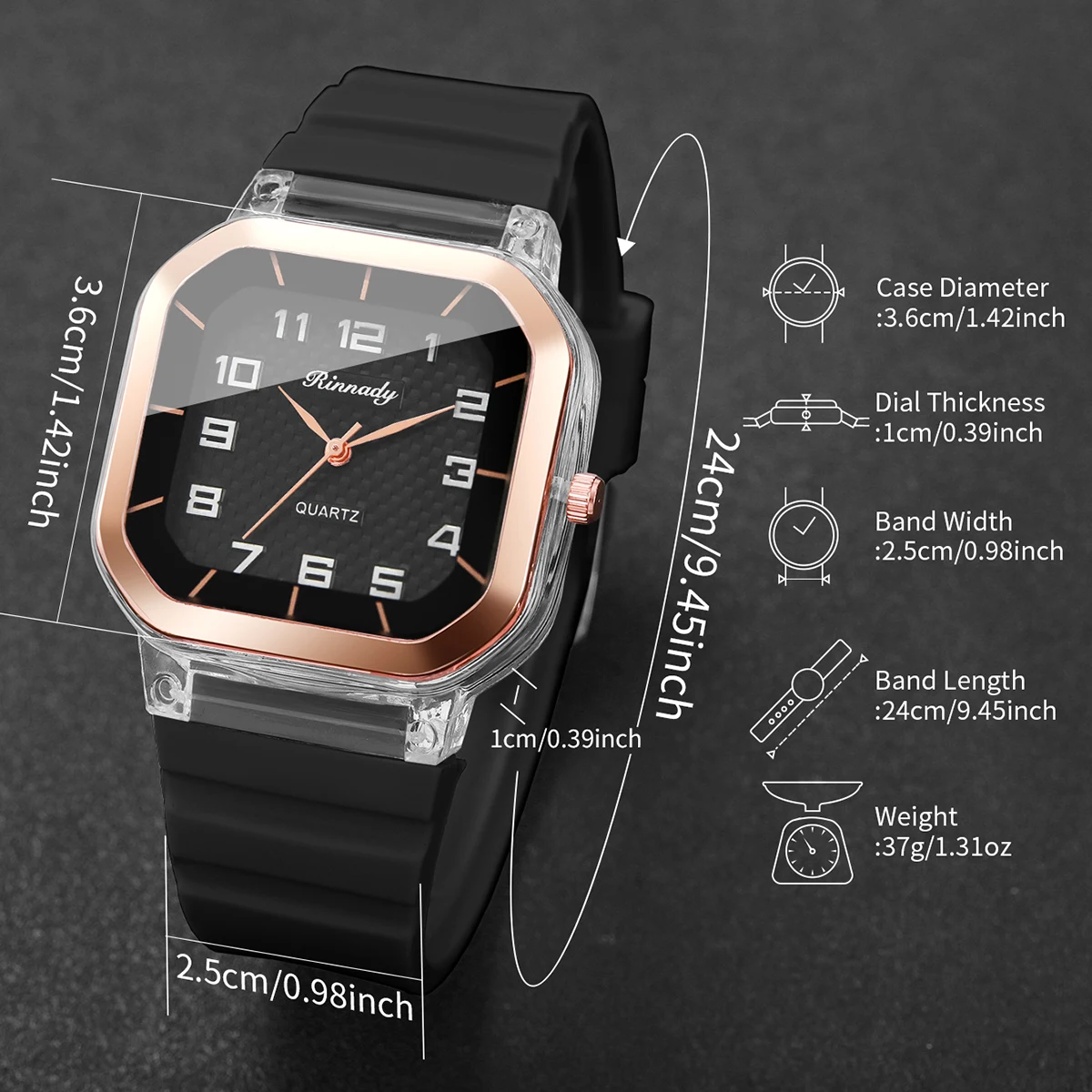 أزياء مربع العربية الهاتفي المرأة كوارتز ساعة السيدات سيليكون حزام ساعة اليد Reloj Mujer الفتيات ساعة هدية (بدون صندوق) #6