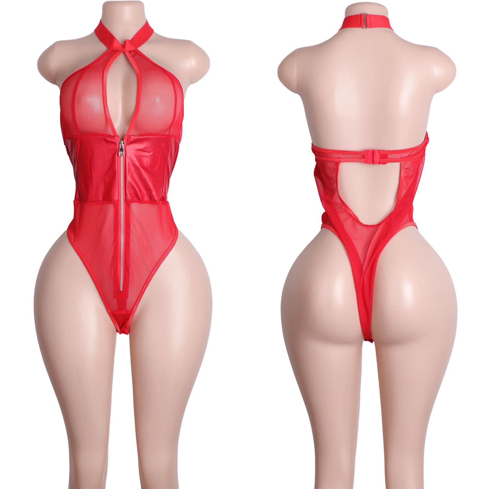 

Women's Fishnet Strip Thong with Zipper Lingerie Stage Wear Exotic Dancewear Sexy Clubwear Performance Outfit for Nightclub