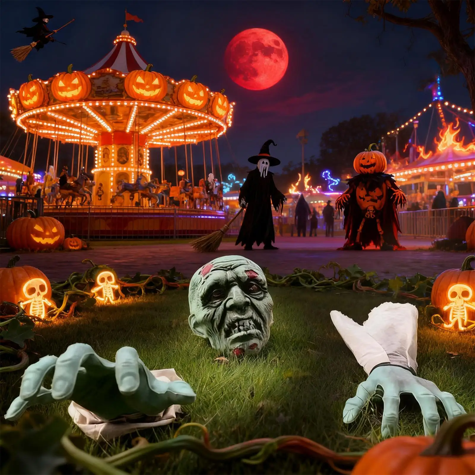 Skeleton Coming Out Of Ground Halloween Skeleton Arms 3 Pieces Realistic Decor For Haunted House Garden Front Door Fence Pathway