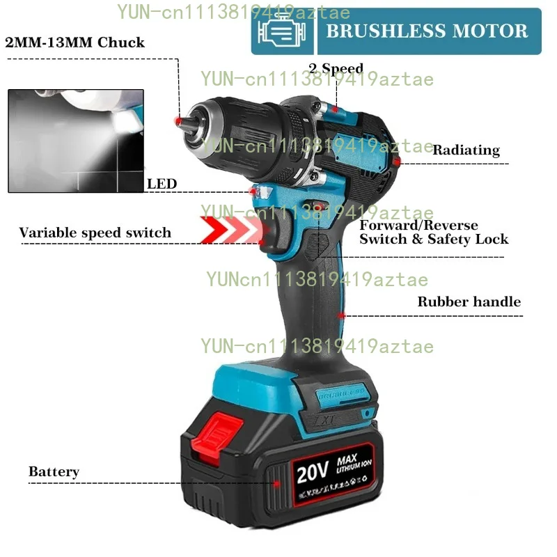 Brushless Power Tool Combo Kit Impact Wrench Angle Grinder Hammer Drill Set Fit 18V Battery