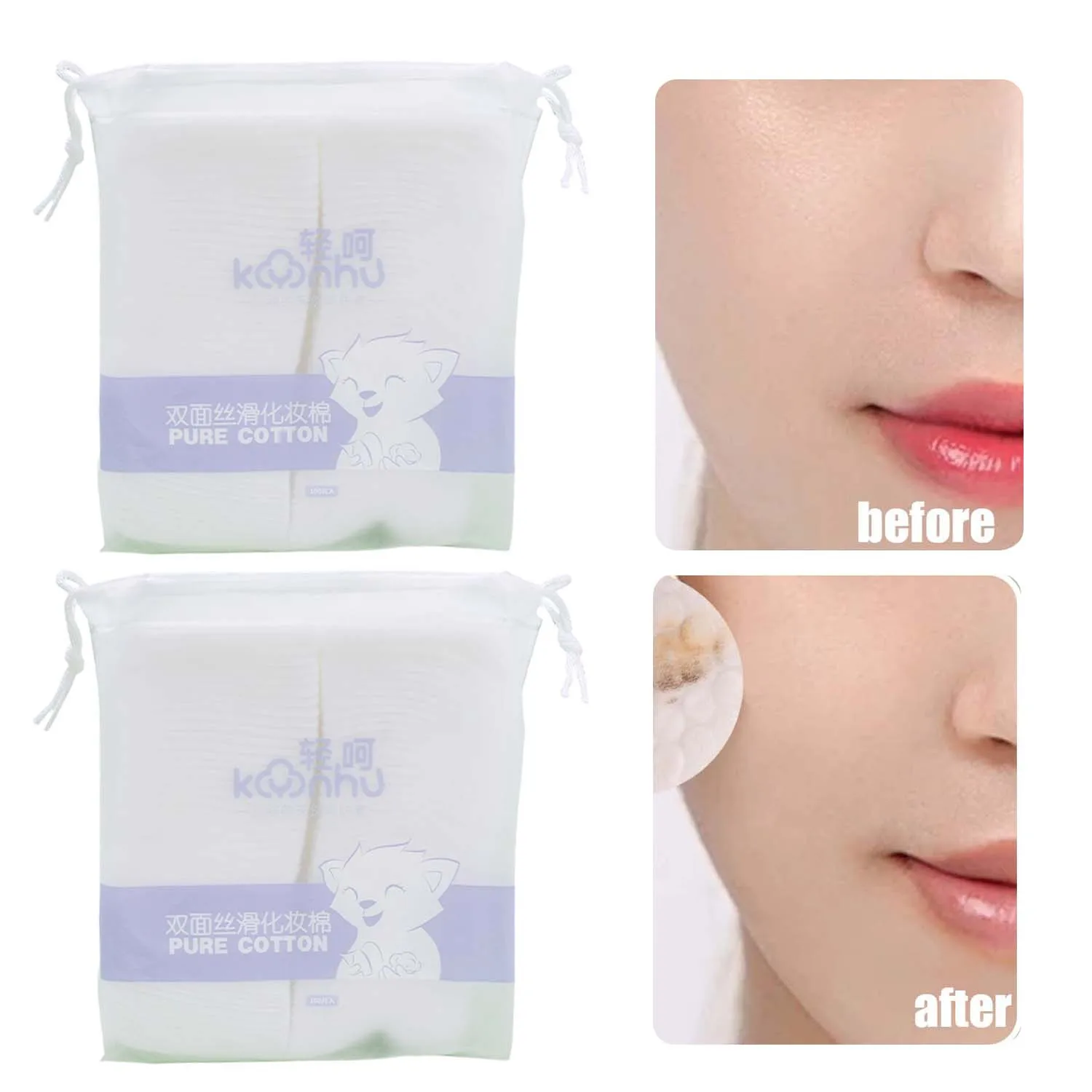 100 ชิ้น/แพ็ค Double-Sided Soft Makeup Remover ผ้าฝ้ายผู้หญิง Breathable แต่งหน้า Remover สําหรับทุกวันทําความสะอาดผิวหน้าความงาม