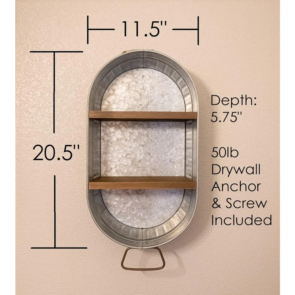 Bak Cuci dengan Rak, Rak Kamar Mandi Pedesaan Rumah Pertanian |   Bak Kamar Mandi Handuk, Bak Cuci Logam Cubby, Dinding Rak Galvanis