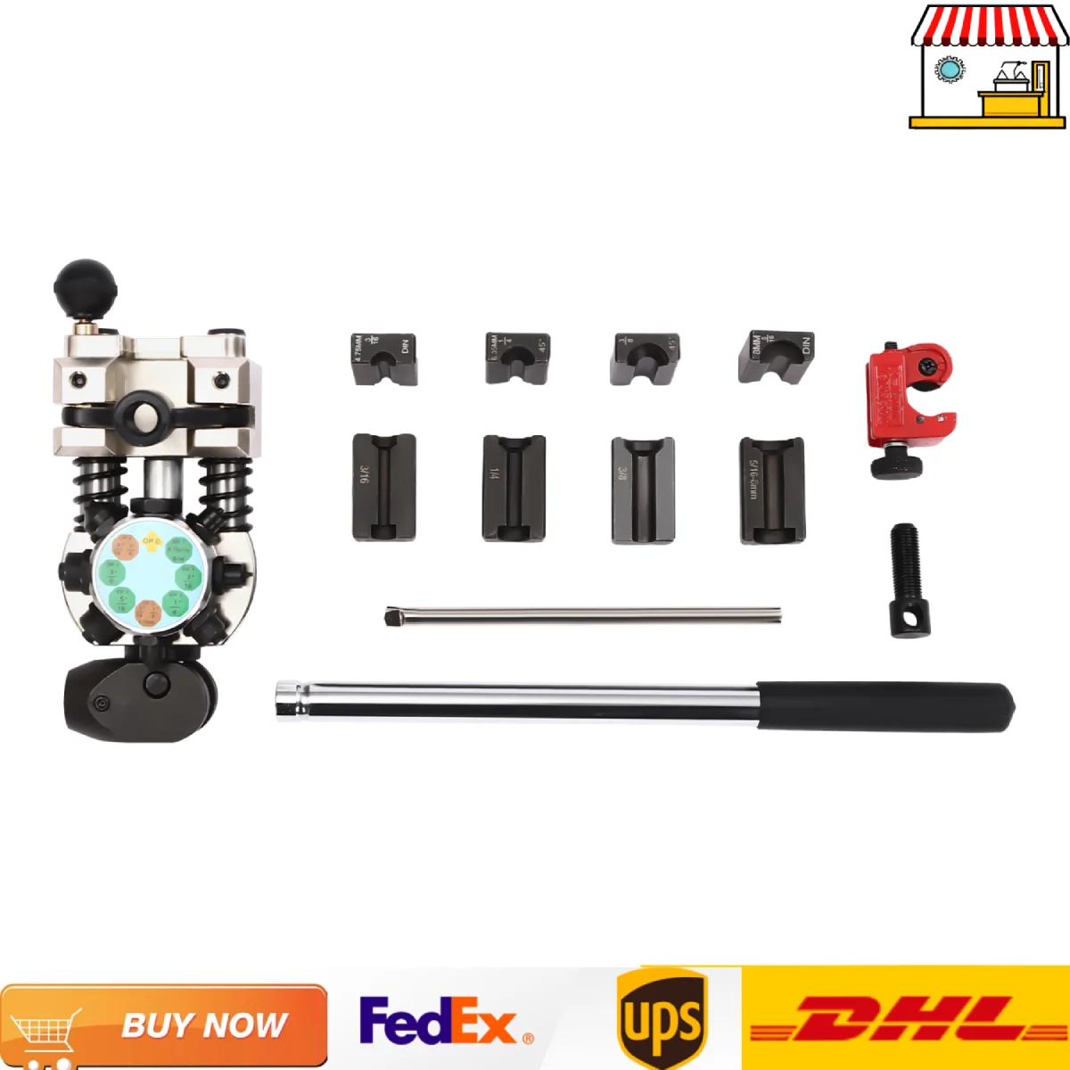 

45 Degree Automotive Brake Pipe Flaring Tool Kit For Single, Bubble, Double Flare Tool Kit 5/16", 3/8'', 3/16'', 1/4'' Dies