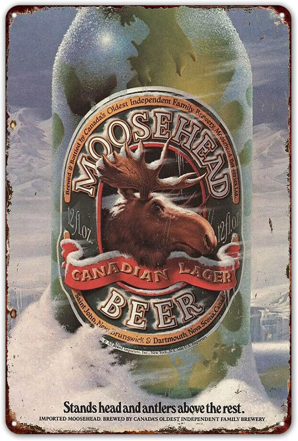 Wall Decor Tin Metal Signs Vintage 1984 Moosehead Canadian Lager Beer for Man Cave Home Wine Cellar Patio 8 x 12 inches