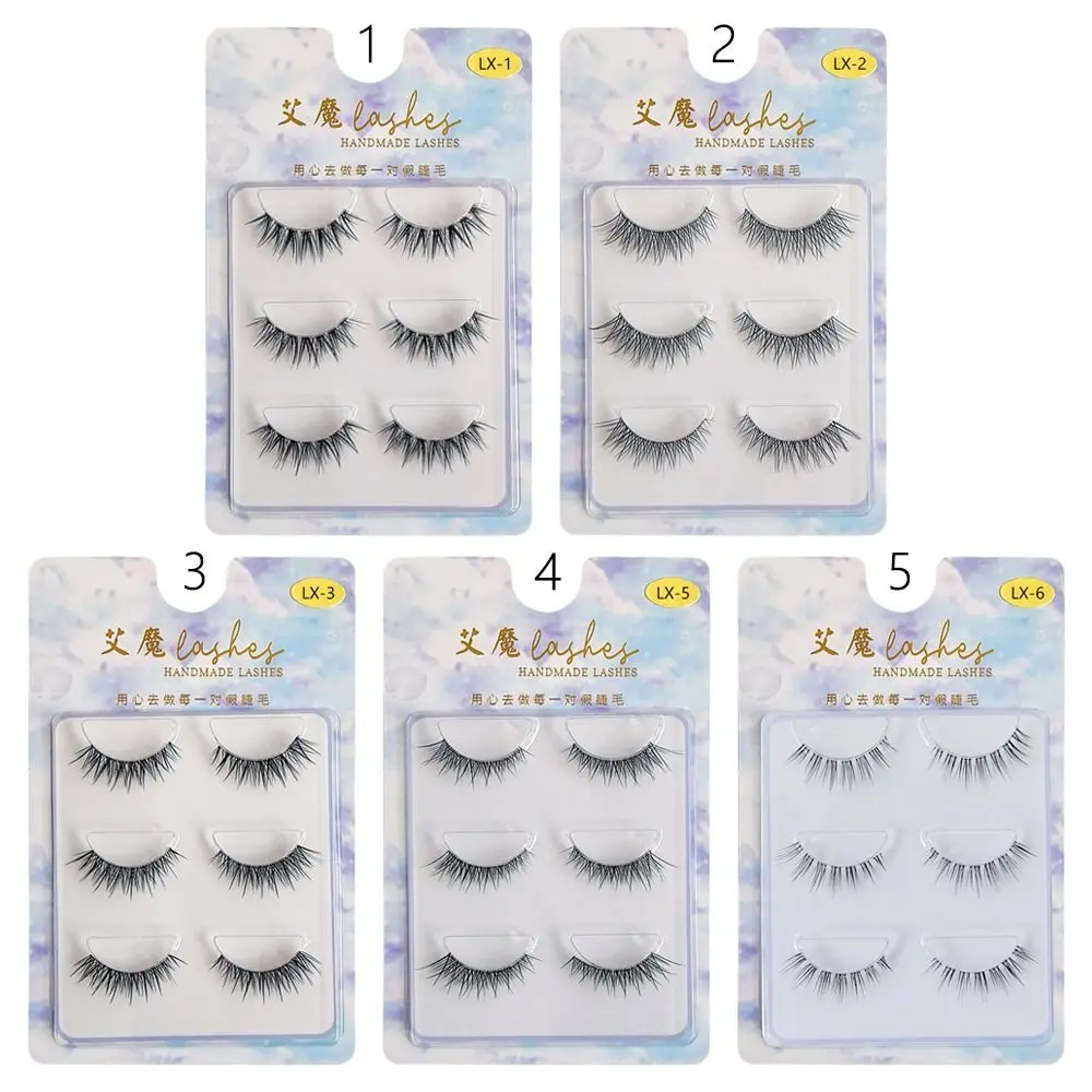 수제 천연 인조 속눈썹 투명 밴드 재사용 가능한 인조 속눈썹 검정 풍성한 두꺼운 가짜 속눈썹 속눈썹 연장