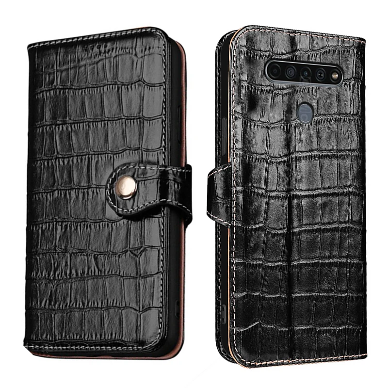 

Чехол-бумажник из натуральной кожи с текстурой крокодила для LG K61 K51 K50S K40 K30 2019 K22 Filp, противоударный чехол с магнитной кожей