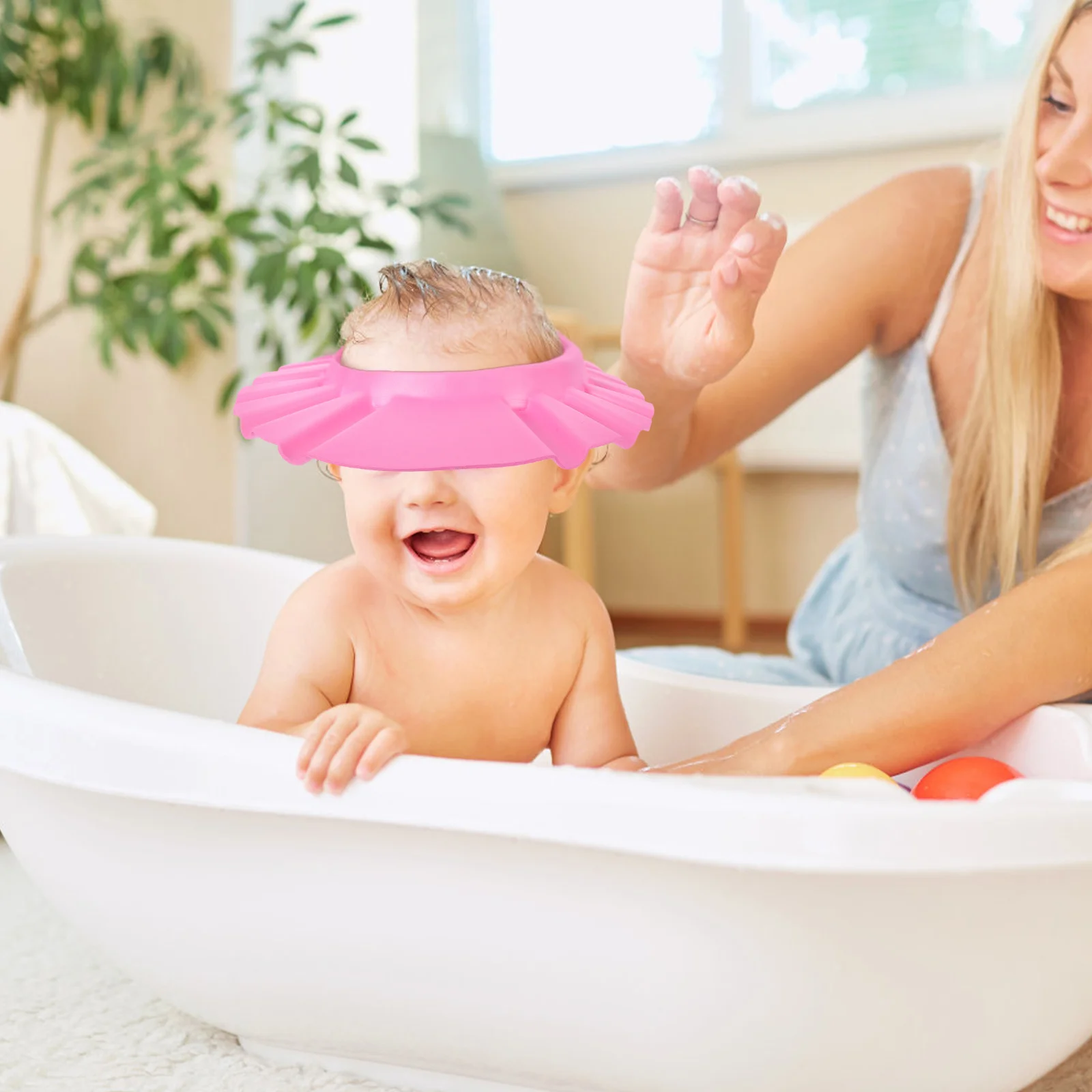 2 pezzi cuffia da doccia per bambini cappello da bagno per bambini addensato pe protezione per il lavaggio dei capelli visiera da bagno regolabile per bambini cuffia da doccia per bambini