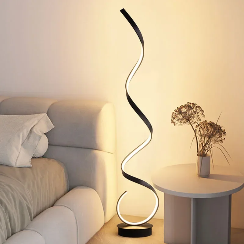 Lámpara de pie Led en espiral de aleación de aluminio minimalista, moderna, estudio, dormitorio, mesita de noche, luz de lectura, sala de estar,