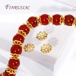 5/6/8mm 18K Gold Plated Brass Filigree Bead Caps Flower Cap For Beads DIY Beading Jewelry Making Supplies 50/100 pcs Wholesale