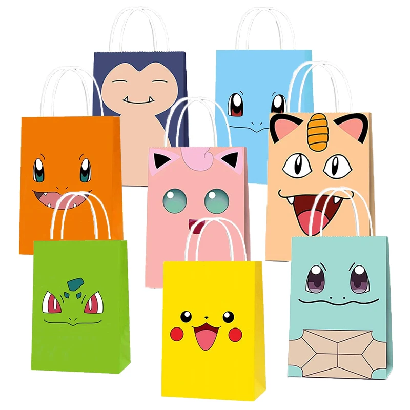 1/3/6PCS Pokemon Party Gift Bags Pookeball Candy Packing Bag Loot Bags Kids Boys Girls Birthday Decoration Supplies Baby Shower